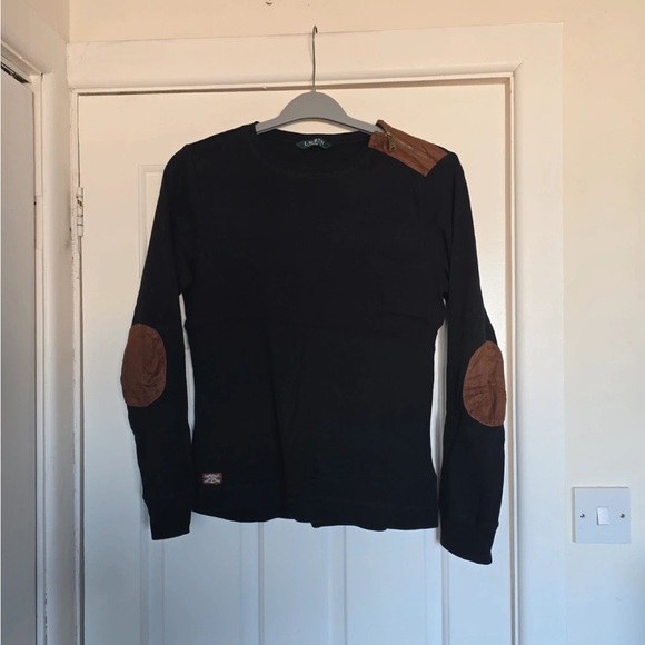 Lauren Ralph Lauren Black Top with Brown Accents - Picture 1 of 3